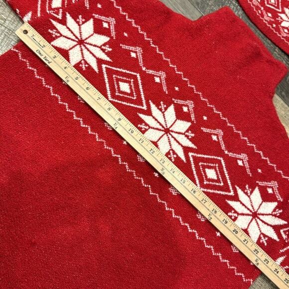 Bundle 2 Christian Siriano Women's Fair Isle Mockneck Sweater & Hat Red Size L - Picture 5 of 12